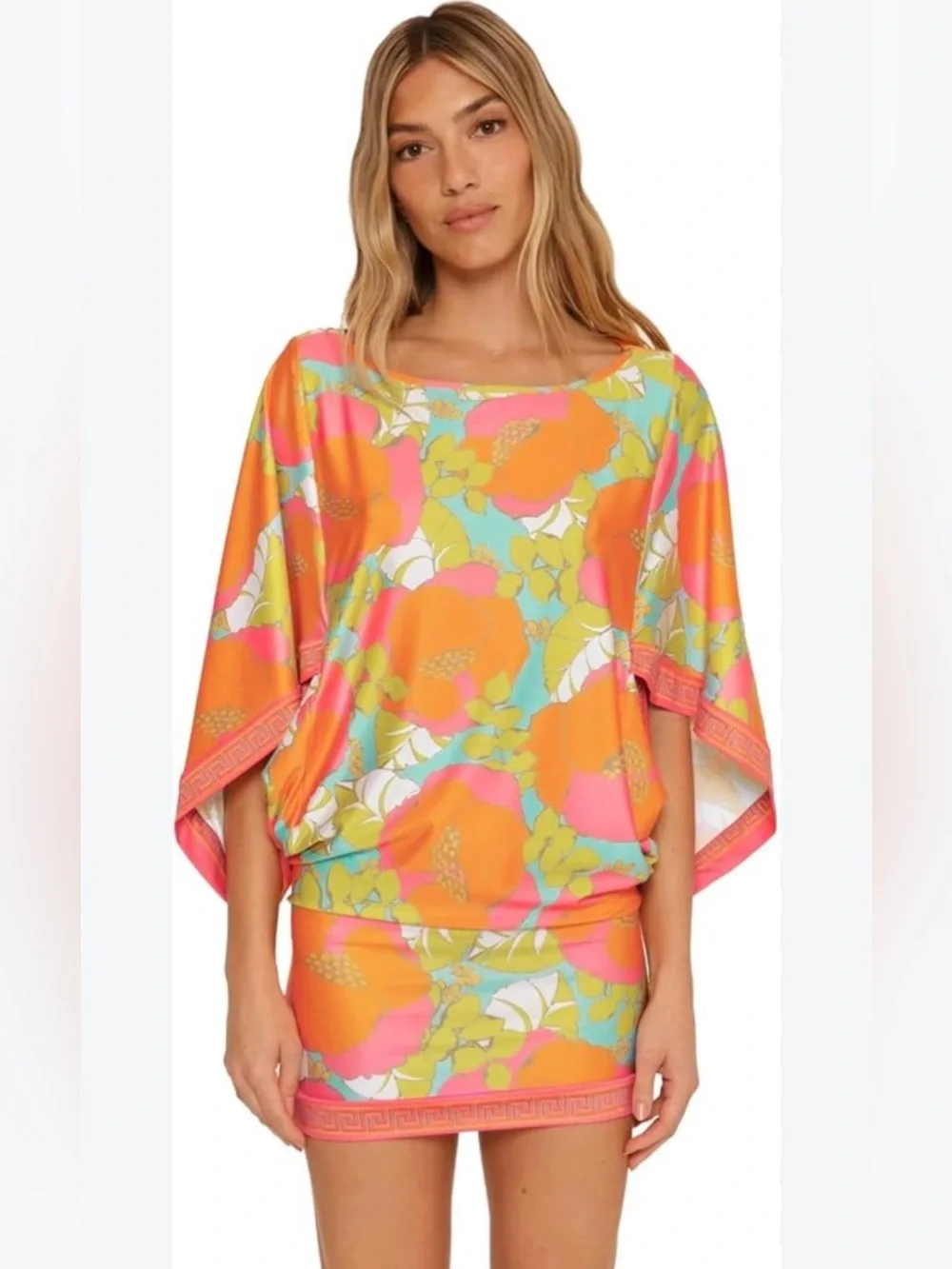 Trina Turk Playa de Flor Tunic Swim Cover Up Floral Multi Color M $152